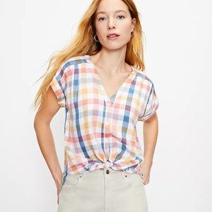 Gingham V-Neck Shirt - LOFT